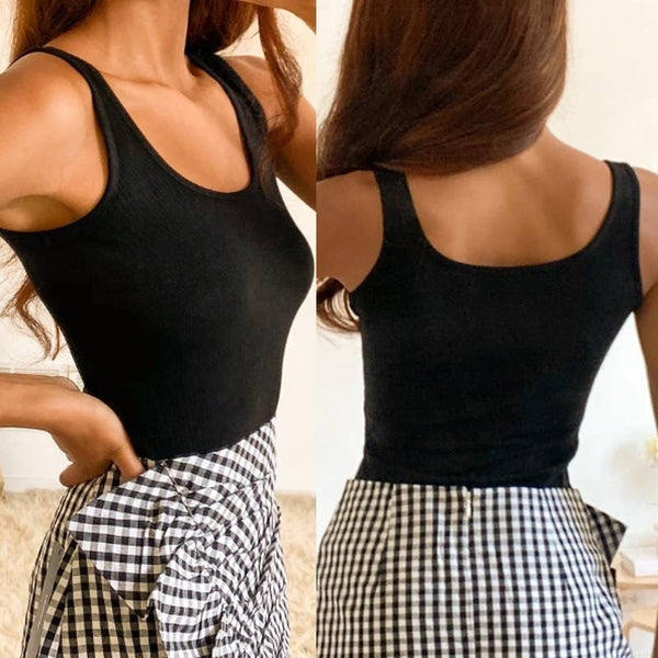 Lulus NWT Staple Style Ribbed Knit Scoop Neck Tank Top Dusty Black