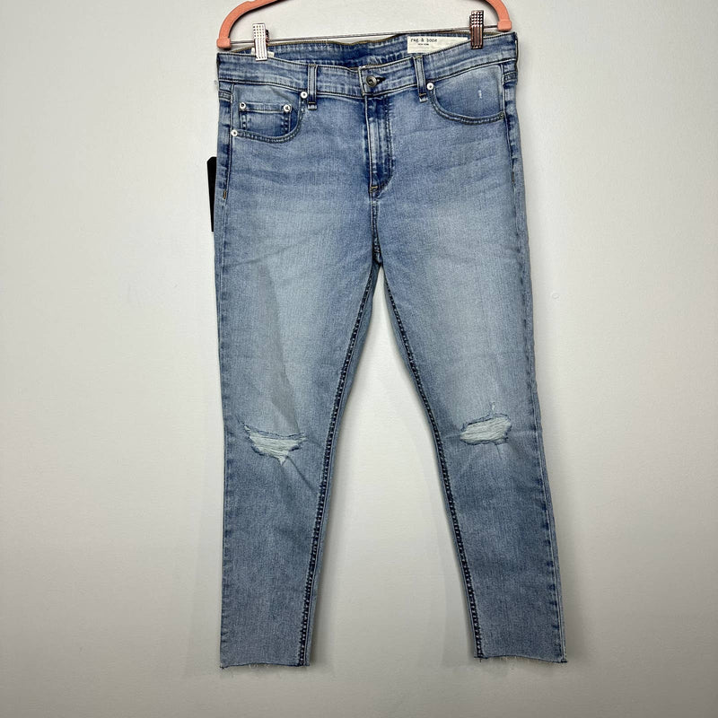 rag & bone NWT Cate Mid-Rise Ripped Raw Hem Ankle Skinny Jeans Montauk Size 32