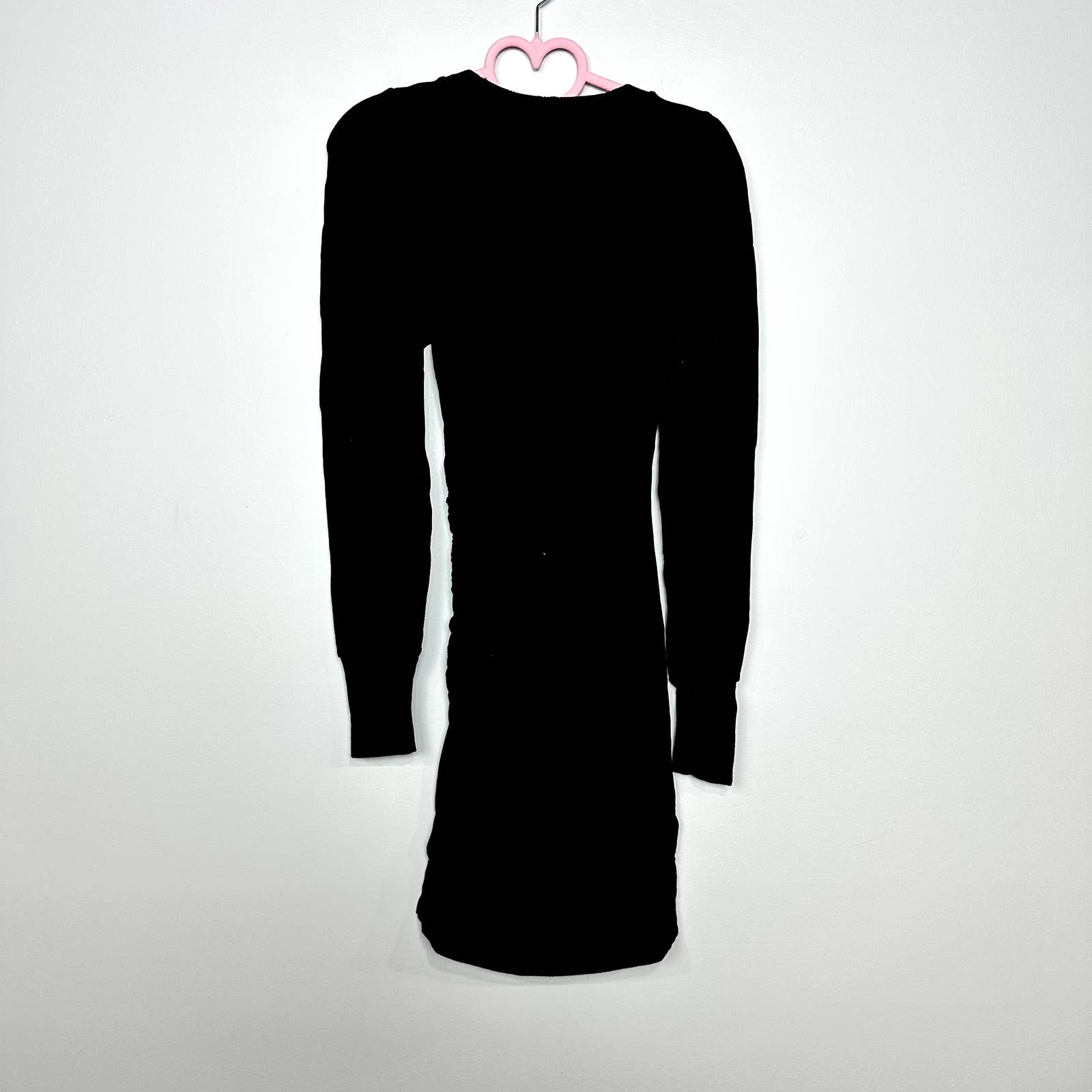 Monrow NWT Tucked Long Sleeve Ruched Knitted Unlined Mini Dress Black Size XS