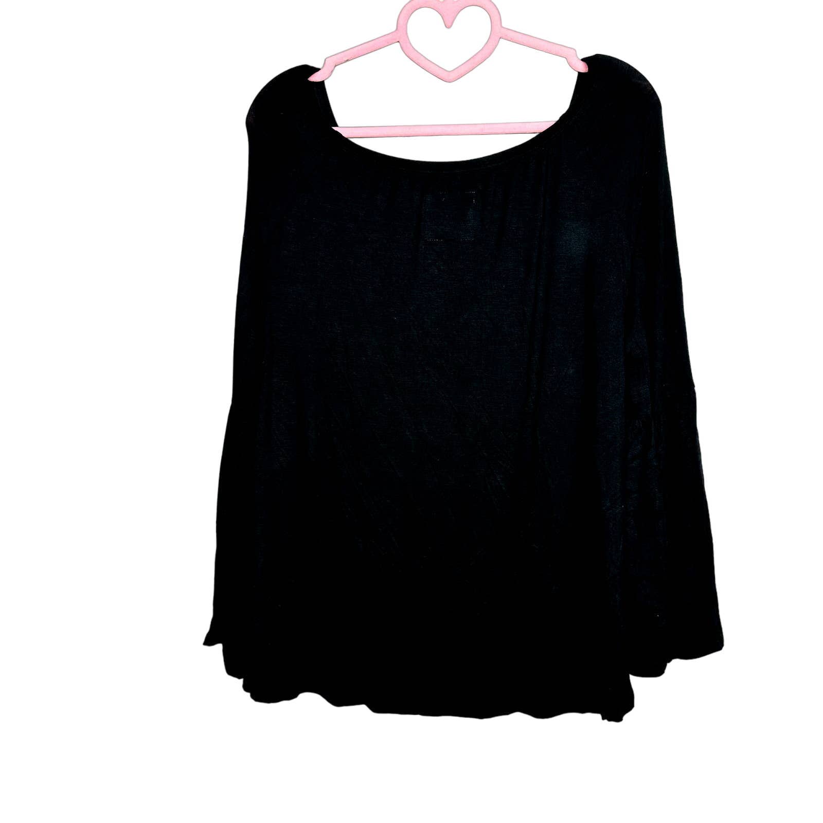Chaser NWT Flared Sleeve Off Shoulder Boho Peasant Bardot Tee Black Size Medium