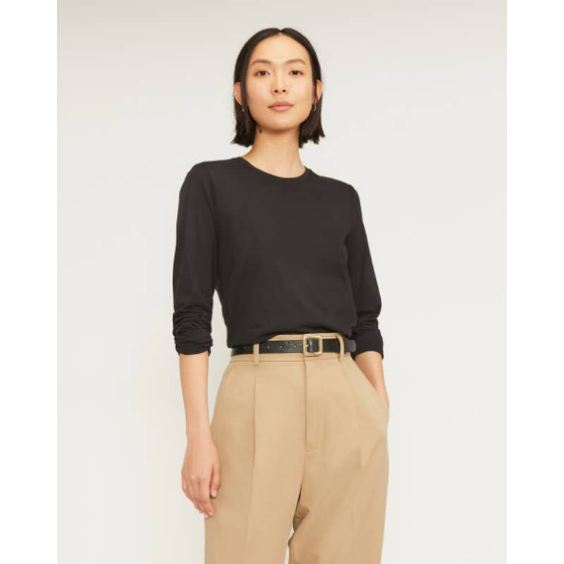 Everlane NWOT The Organic Cotton Long Sleeve Crew Neck Pullover Top Black Small