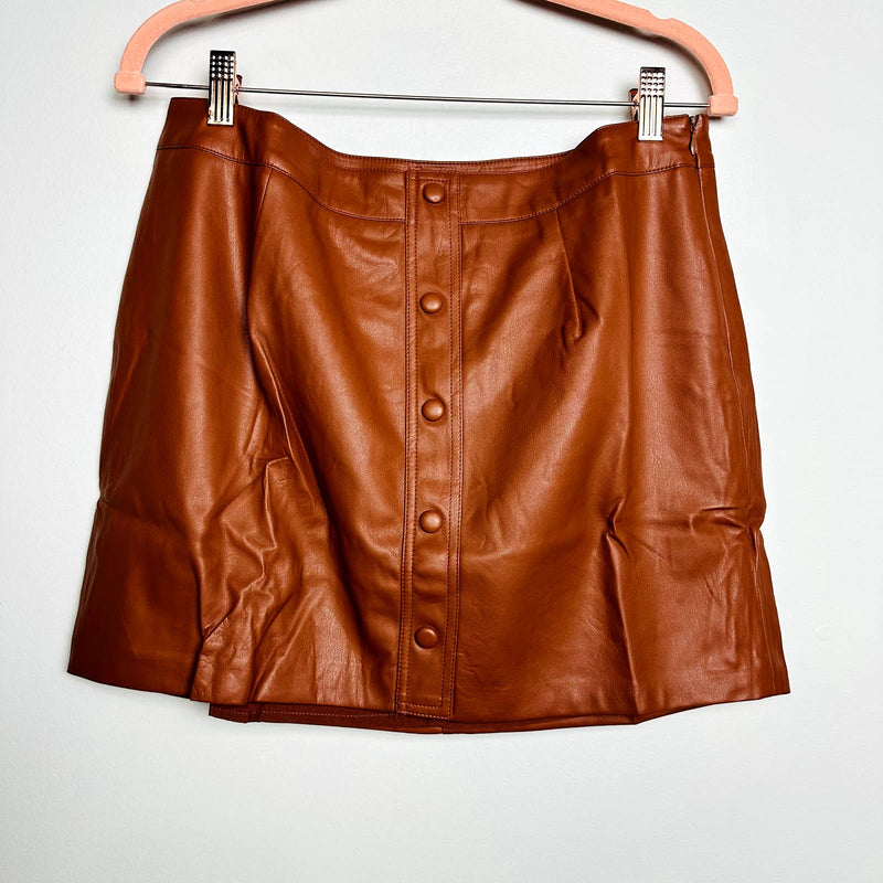 Lulus NWT Most Fab Brown Vegan Leather Button-Front Mini Skirt Clay