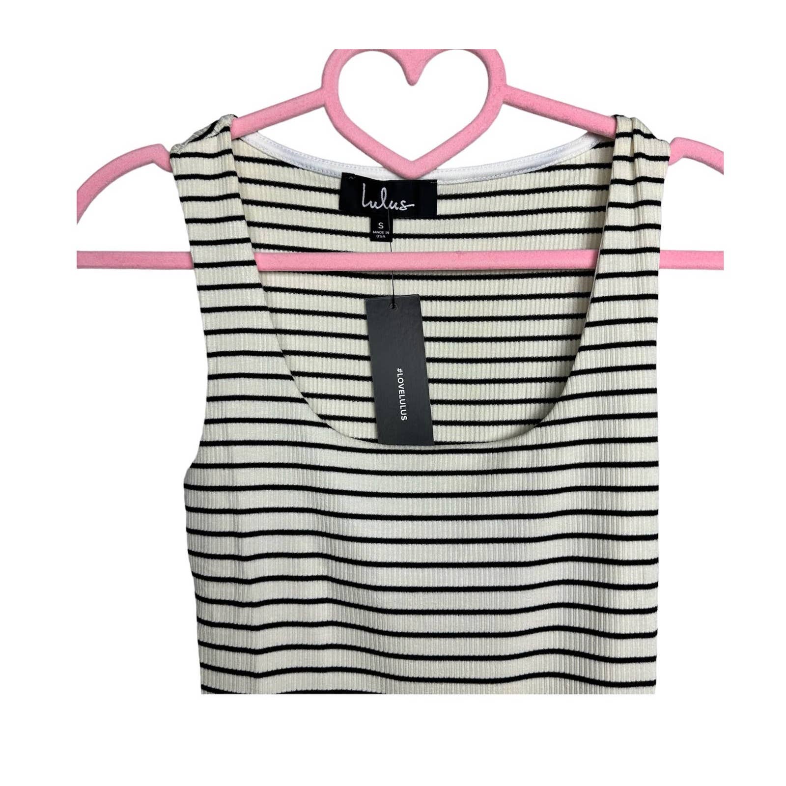 Lulus NWT Square'd You Go Striped Ribbed Square Neck Bodysuit White Size Small