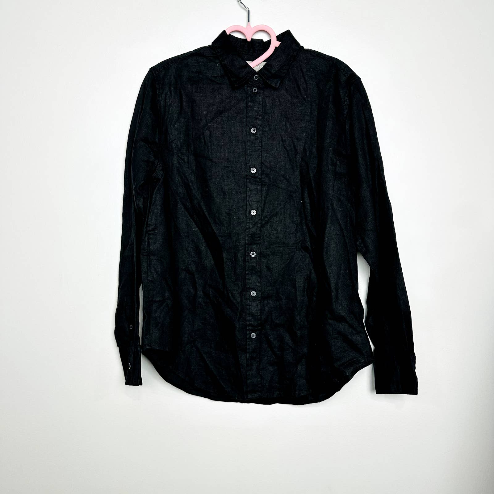 Everlane NWT The Linen Relaxed Button Down Long Sleeve Classic Shirt Black Sz 2