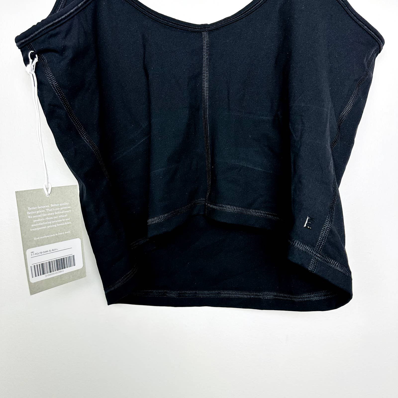 Everlane NWT The Perform Cami Scoop Neck Gym Cropped Tank Top Black Size Large