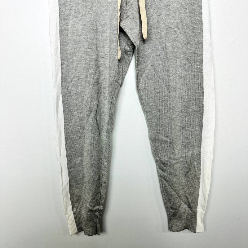 Monrow NWT White Stripes Drawstring Pull-On Jogger Pants Heather Gray Sz Medium