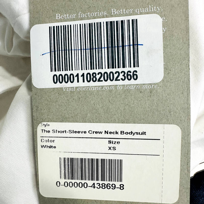 Everlane NWT The Short Sleeve Crew Neck Supima Cotton Bodysuit White Size XS