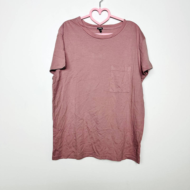 Monrow NWT Mens Crew Neck Short Sleeve Casual Pocket Tee T-Shirt Pink Sz Large