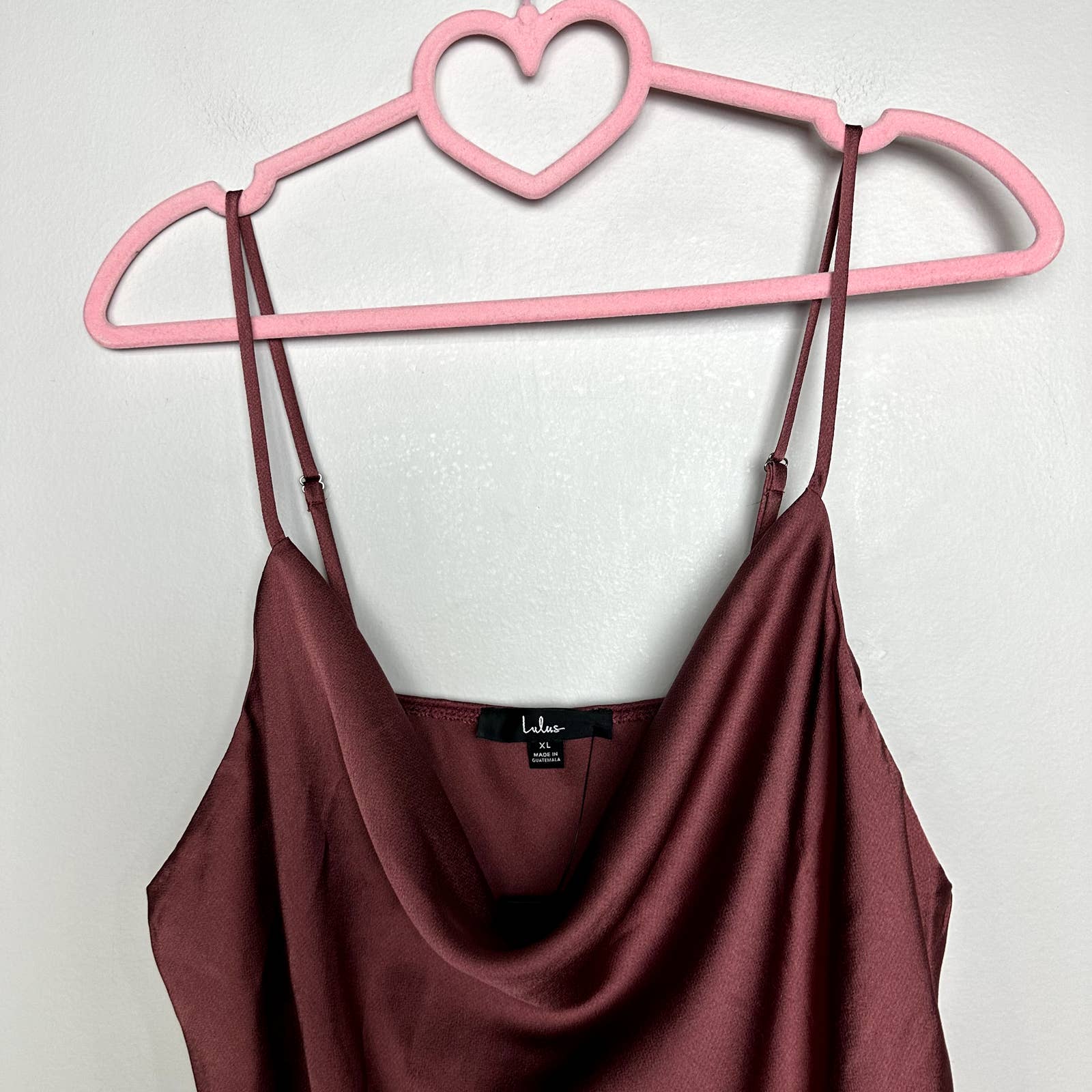 Lulus NWT Emmerson Satin Sleeveless Cowl Neck Cami Tank Bodysuit Mauve