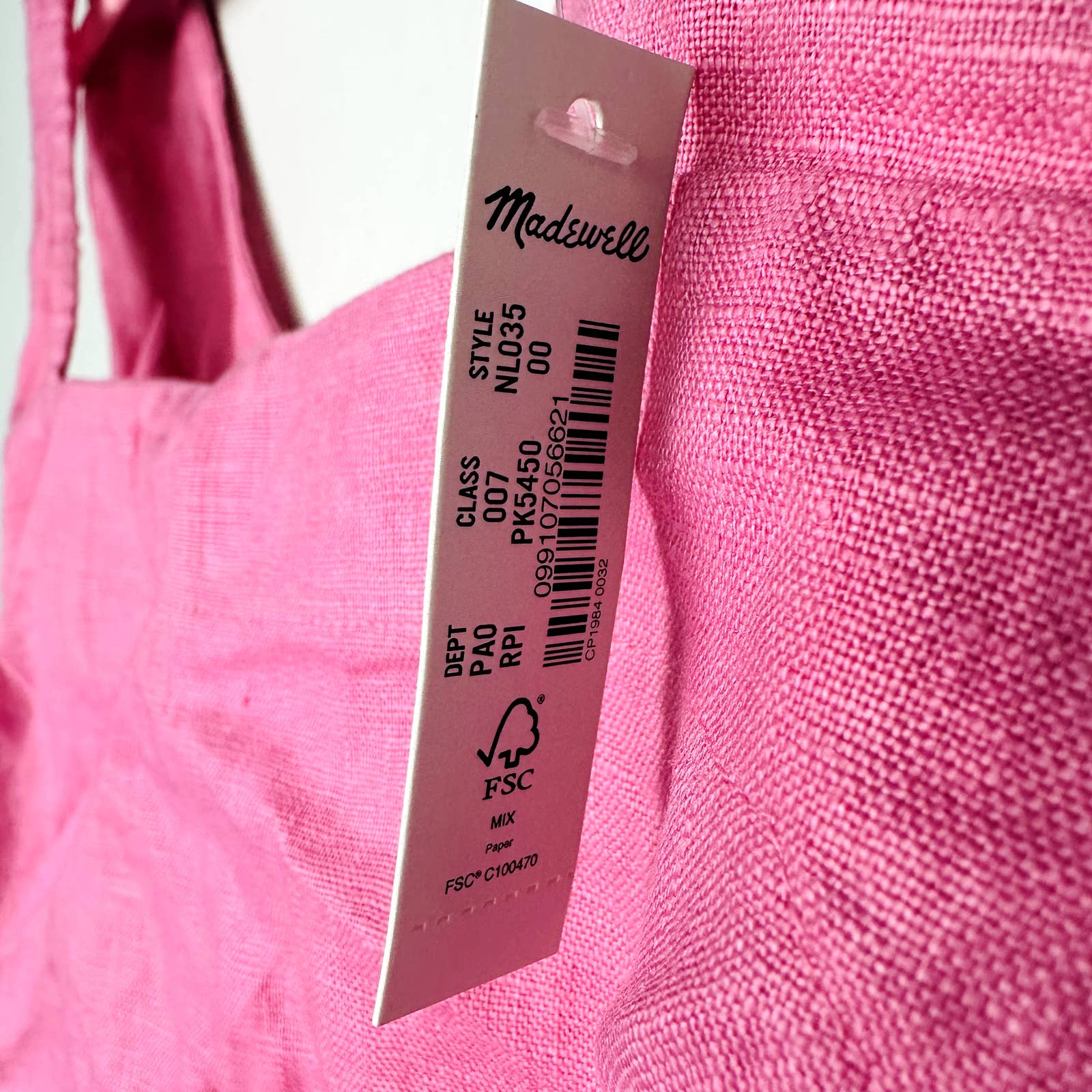 Madewell NWT Pink Cross Back Sleeveless Linen Top Size 00