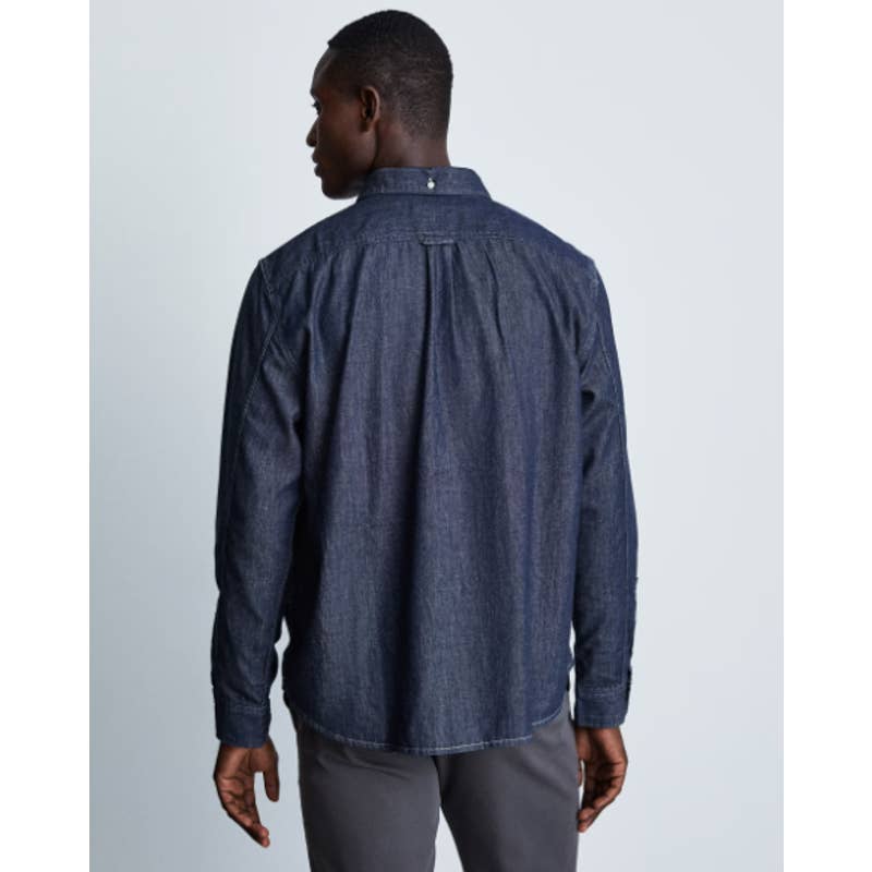 Everlane NWT The Denim Popover Button Front Pullover Shirt Dark Indigo Sz Large