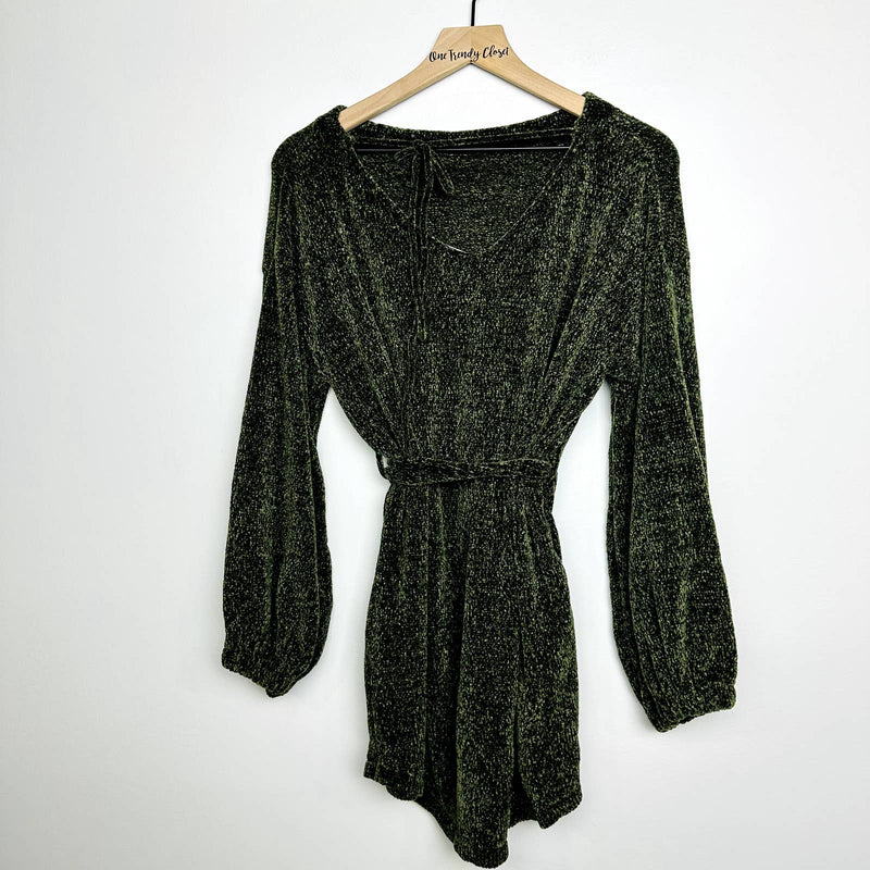 Lulu's NWOT Scoop Neck Balloon Long Sleeve Tie Chenille Knit Tunic Sweater Small