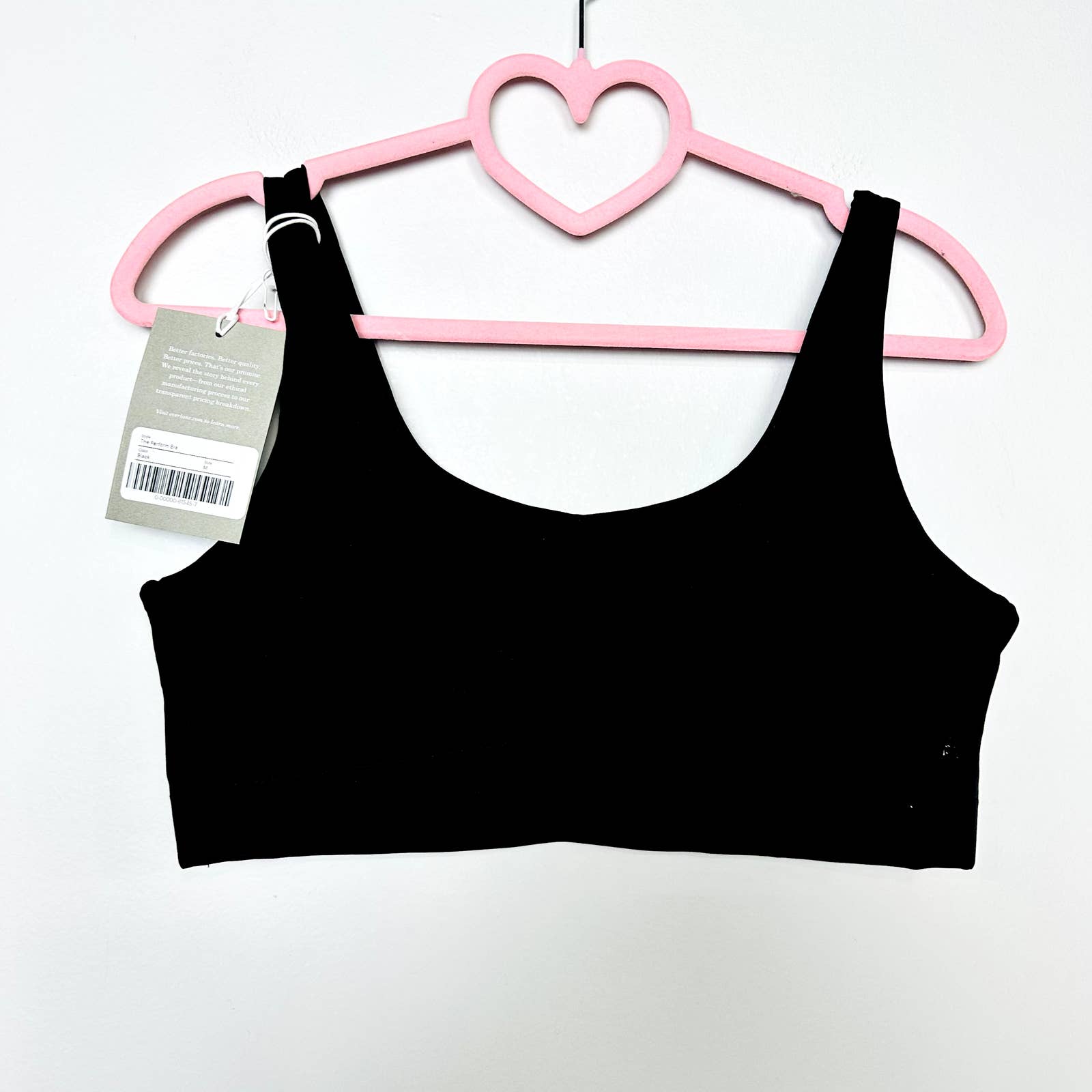 Everlane NWT The Perform Cropped Bra Workout Yoga Sports Bra Black Size Medium