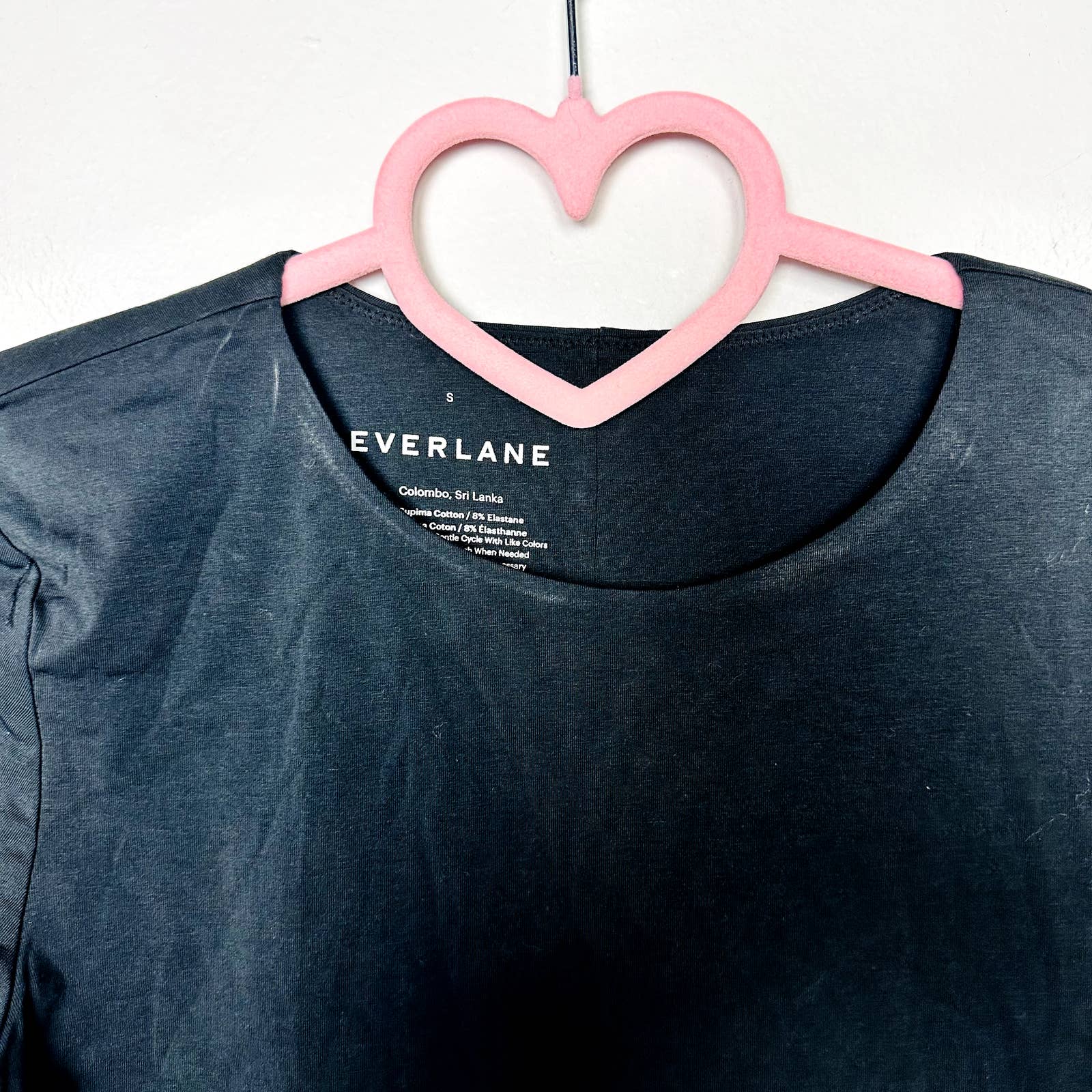 Everlane NWT The Short Sleeve Crew Neck Supima Cotton Bodysuit Black Size Small
