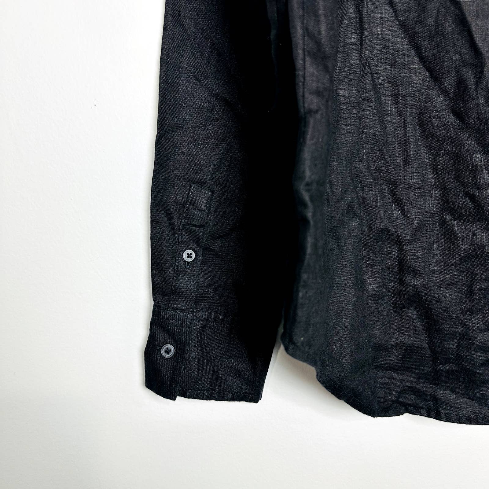 Everlane NWT The Linen Relaxed Button Down Long Sleeve Classic Shirt Black Sz 2