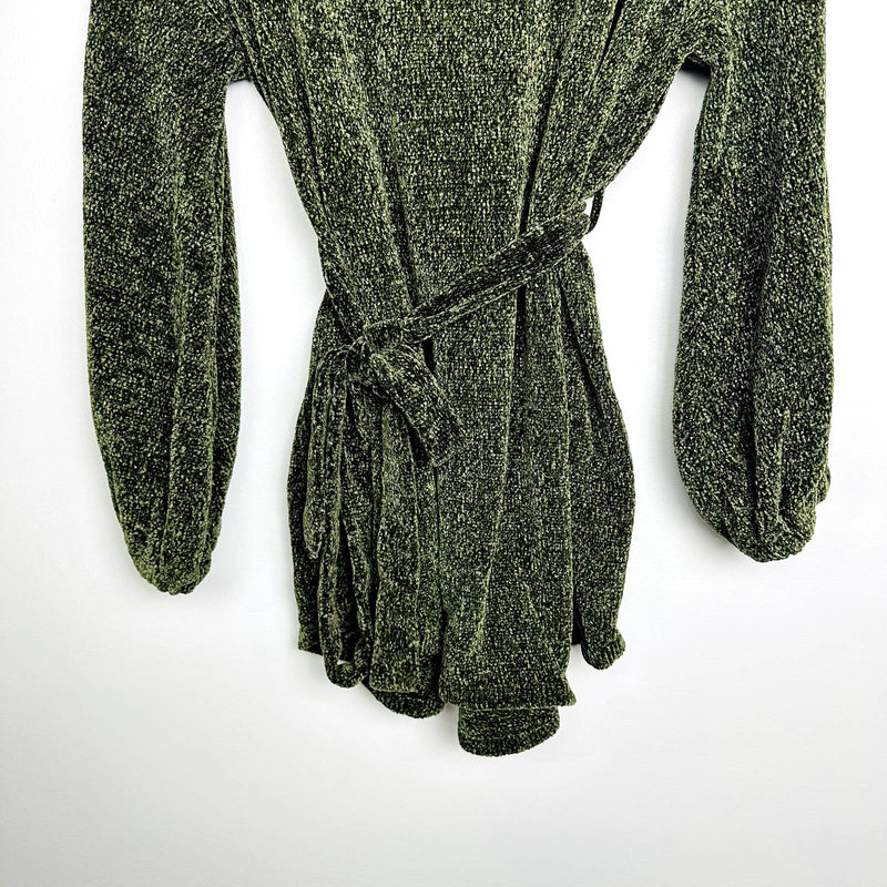 Lulu's NWOT Scoop Neck Balloon Long Sleeve Tie Chenille Knit Tunic Sweater Small