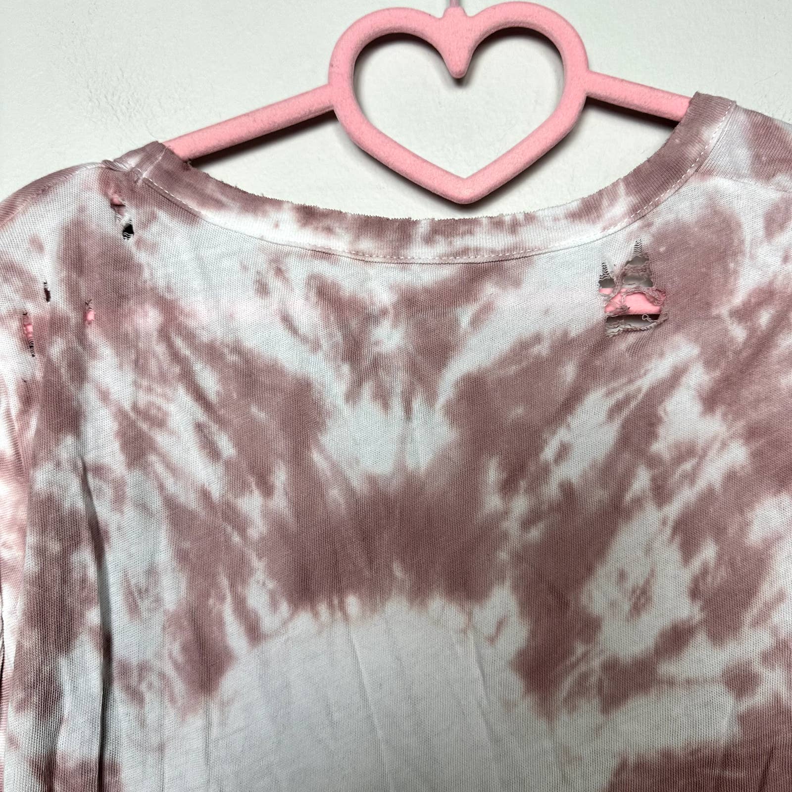 Chaser Revolve NWT Tie Dye Free Love Scoop Neck Cap Sleeve Distressed Top Pink