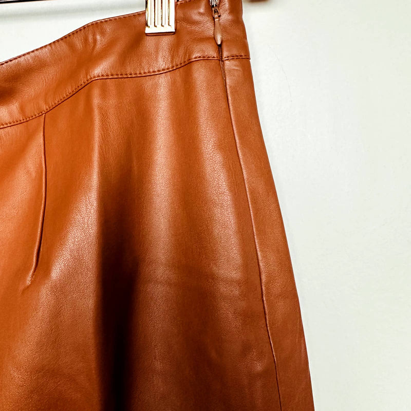 Lulus NWT Most Fab Brown Vegan Leather Button-Front Mini Skirt Clay