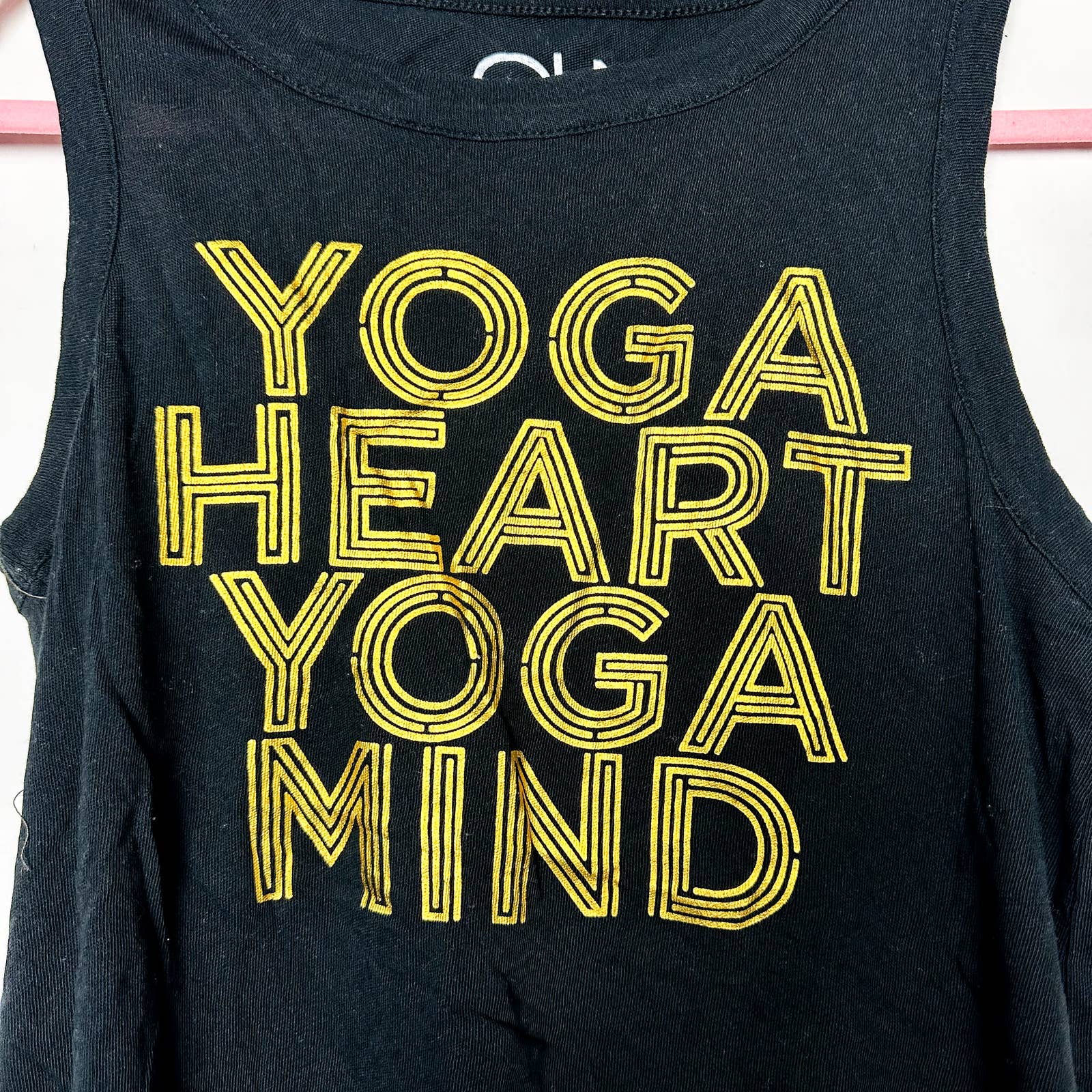 Chaser NWT Yoga Heart Yoga Mind Crew Neck Muscle Tee Tank Top Black Size Small