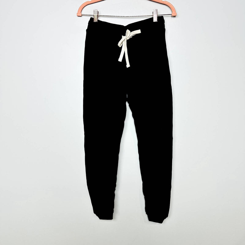 Monrow NWT Ribbed Mix Stitched Elastic Pintuck Sporty Jogger Sweatpants Black XS