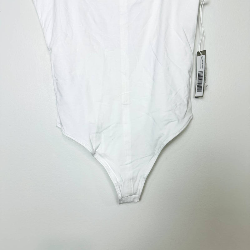 Everlane NWT Cotton Blend Cami Ribbed Knit Thong Tank Bodysuit White Size Small