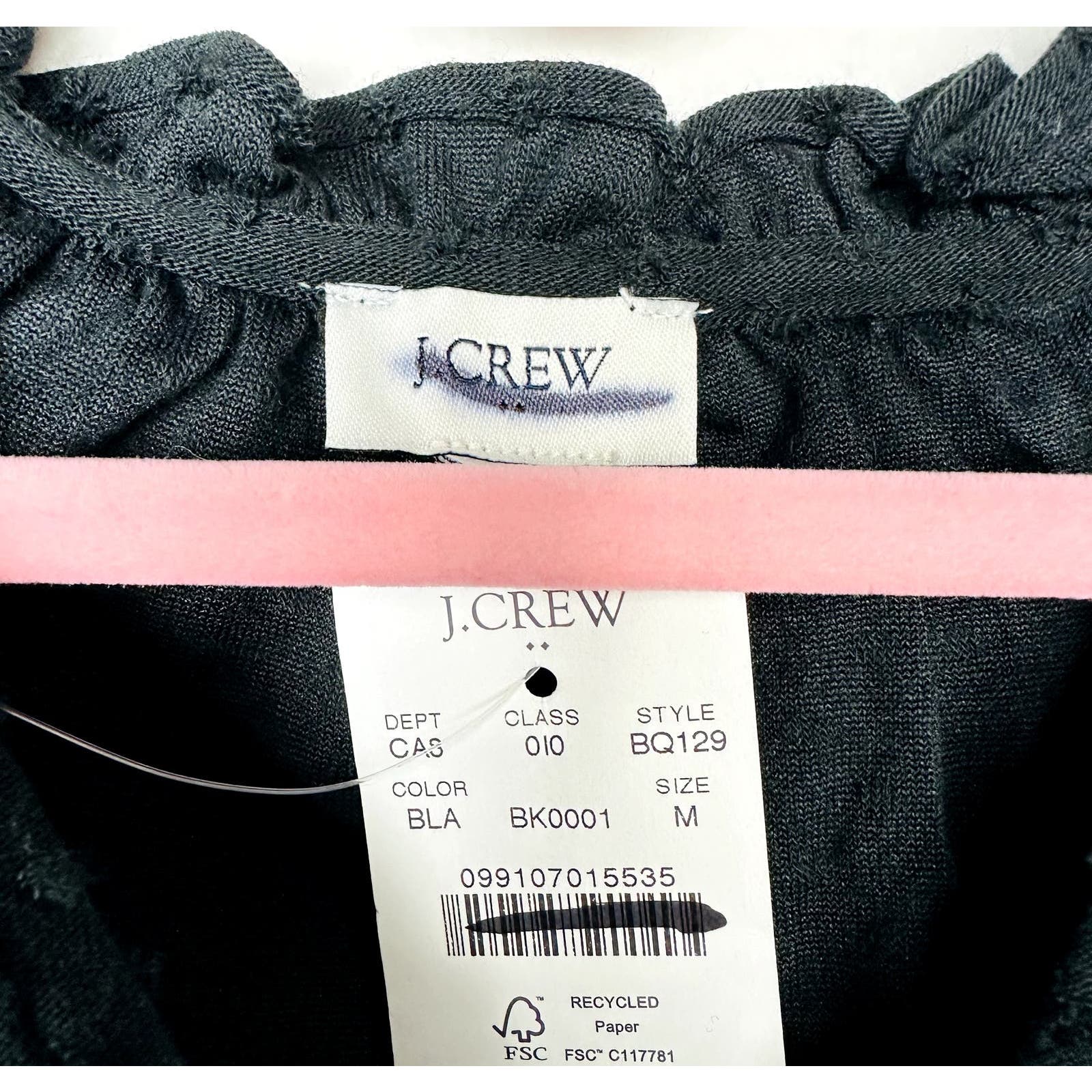 J. Crew Factory NWT Black Ruffle Sleeve Clip Dot Top Size Medium