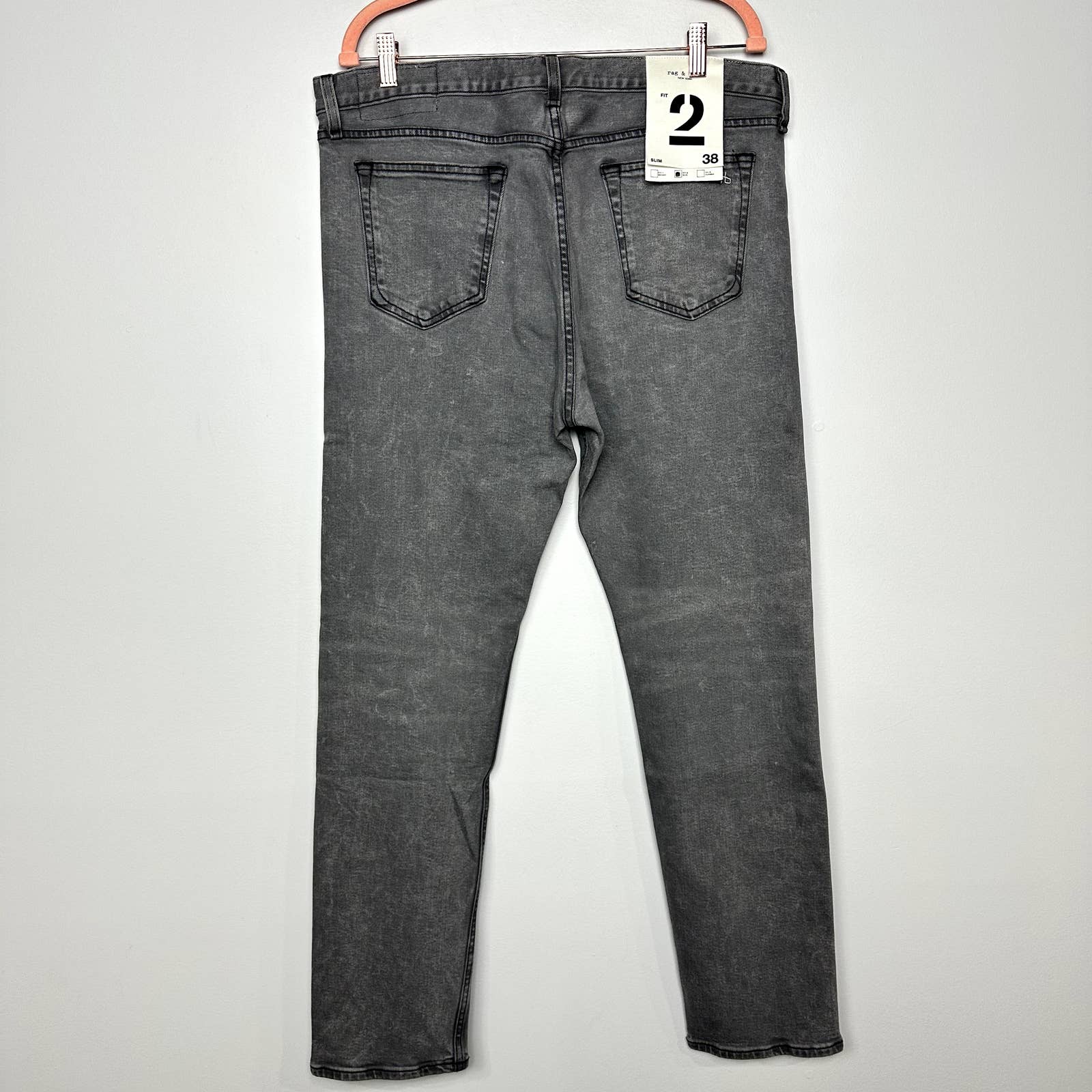 rag & bone NWT Mid-Rise Stretch Classic Slim Straight Denim Jeans Gray Size 38