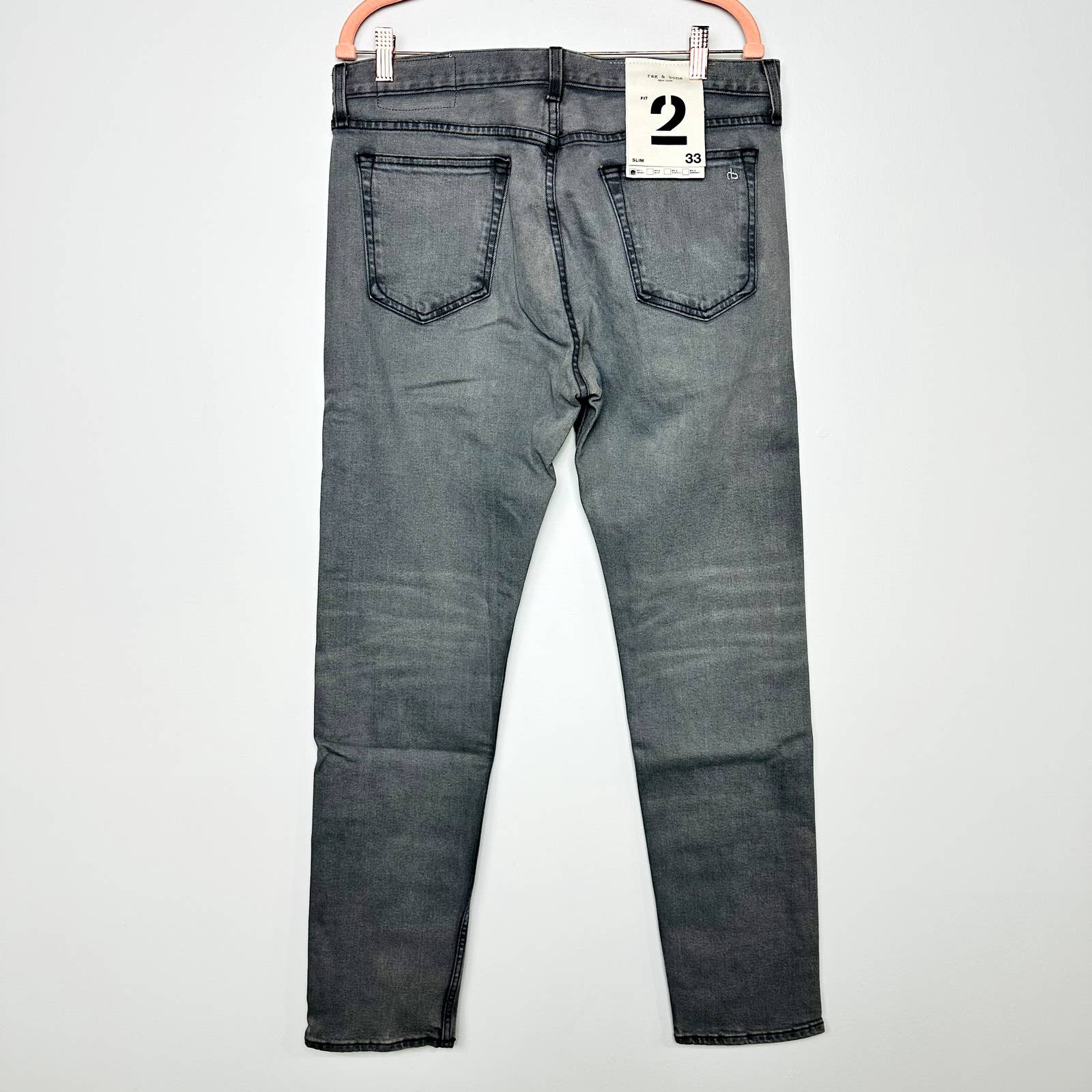 rag & bone NWT Fit 2 Slim Classic Button Fly Stretch Denim Jeans Greyson Size 33