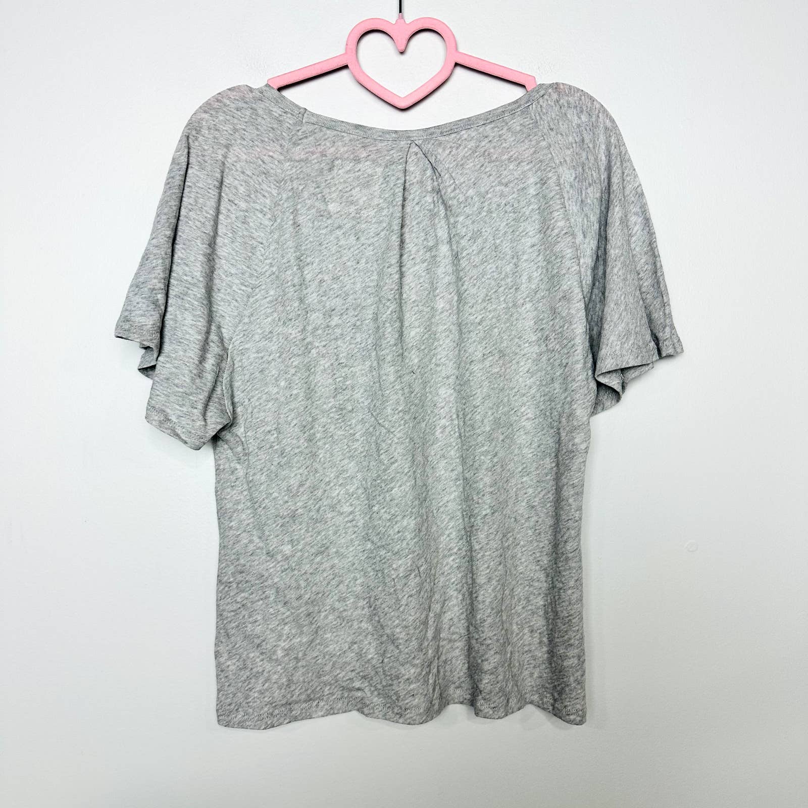 Chaser NWT Scoop Neck Flounce Sleeve Raglan Oversized Blouse Gray Size Small NEW