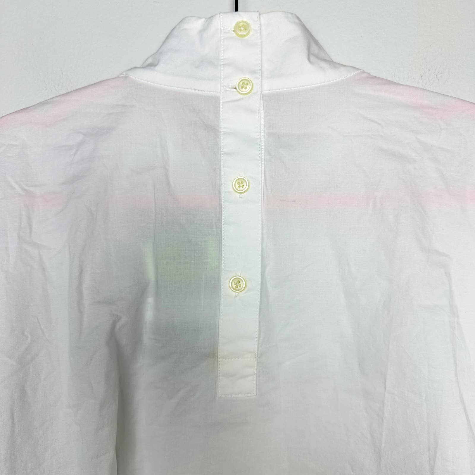 Everlane NWT The Funnel Neck Smock Classic Button Back Top Blouse White Sz Large