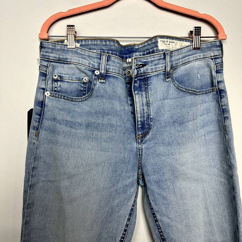 rag & bone NWT Cate Mid-Rise Ripped Raw Hem Ankle Skinny Jeans Montauk Size 32