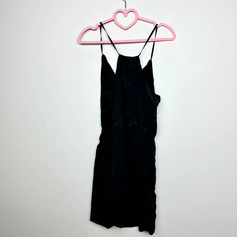Chaser NWOT Spaghetti Straps Tie Front Drawstring Waist Mini Dress Gray Medium