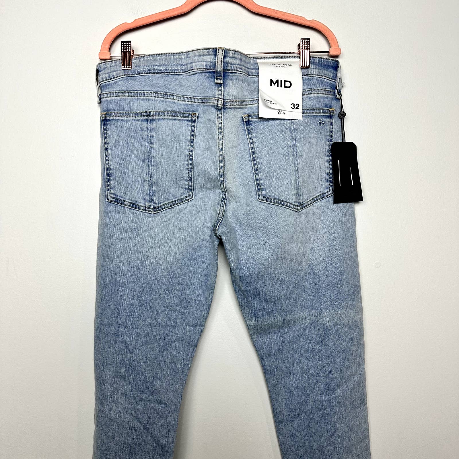 rag & bone NWT Cate Mid-Rise Ripped Raw Hem Ankle Skinny Jeans Montauk Size 32