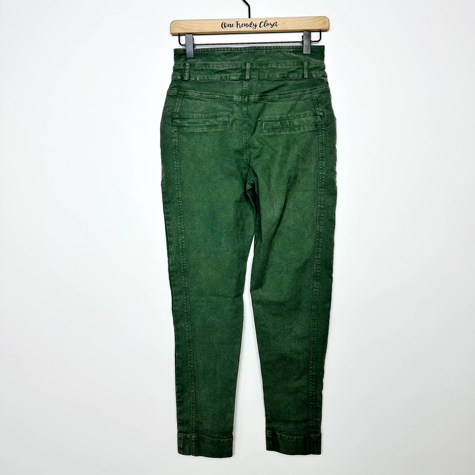 Chaser NWT Button Fly High Rise Moto Utility Skinny Pants Vintage Green Sz Small