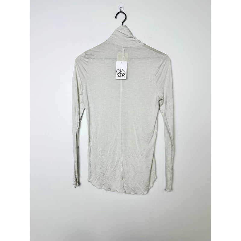 Chaser NWT Long Sleeve Shirttail Turtleneck Textured Silk Rayon Jersey Top