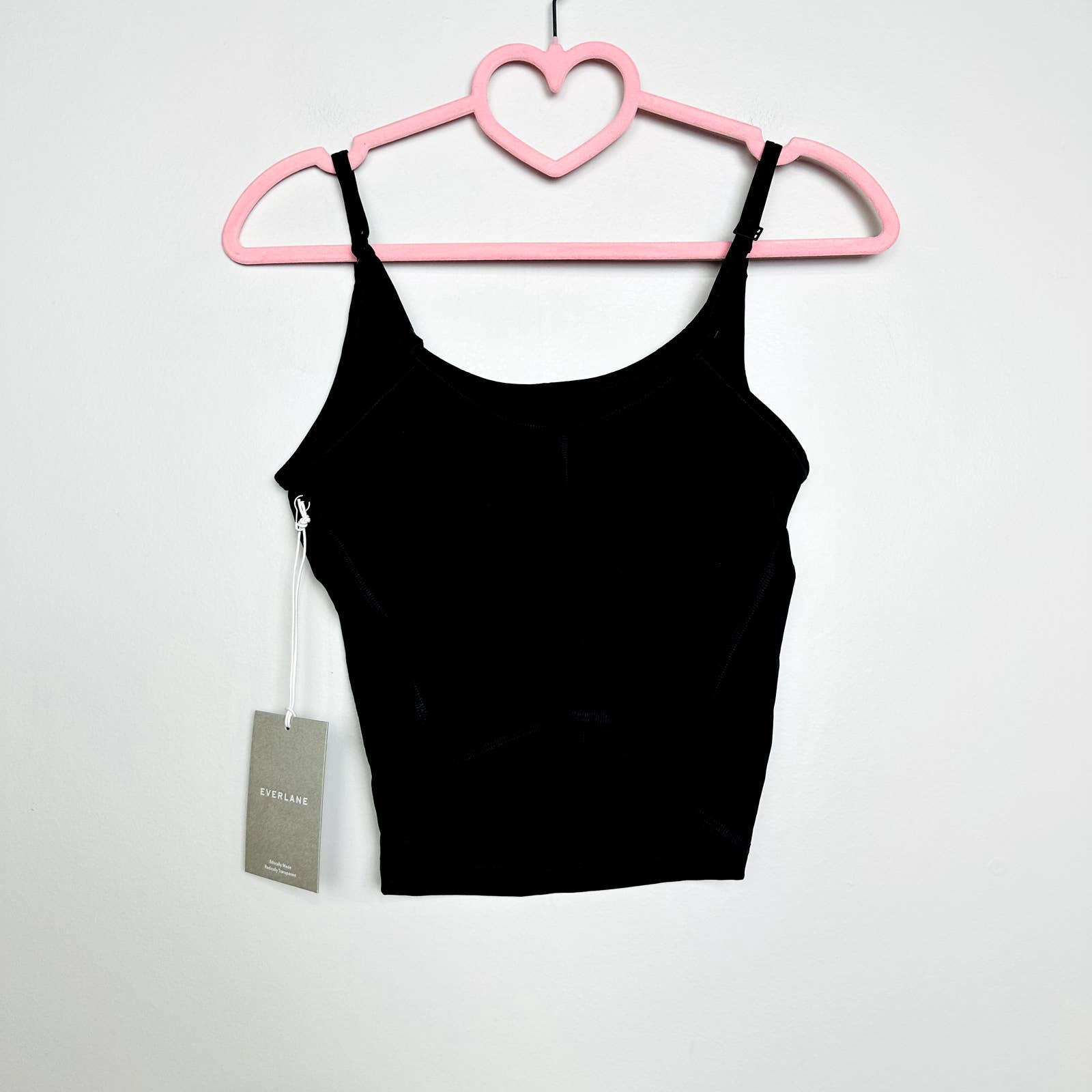 Everlane NWT Sporty The Perform Cami Scoop Neck Cropped Tank Top Black Size XS