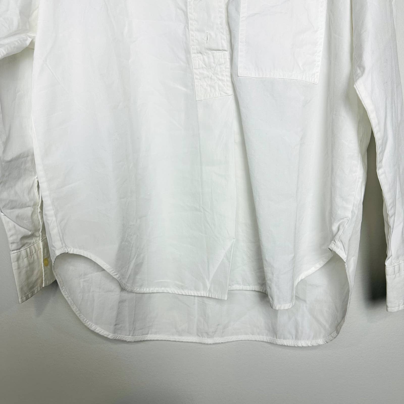 Everlane NWT The Poplin Collarless Popover Pocket Pullover Shirt White Size 00