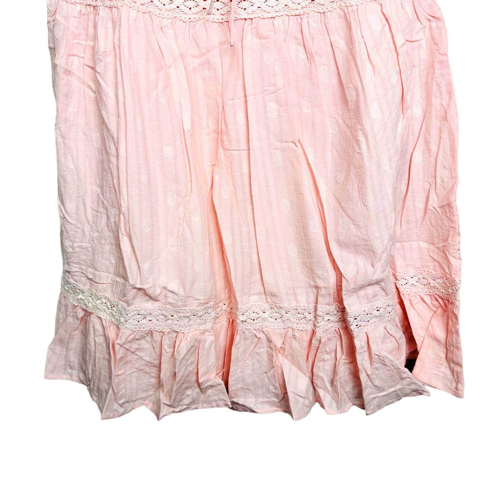 Lulus NWT So Darling Dotted Short Sleeve Tiered Boho A-Line Mini Dress Blush
