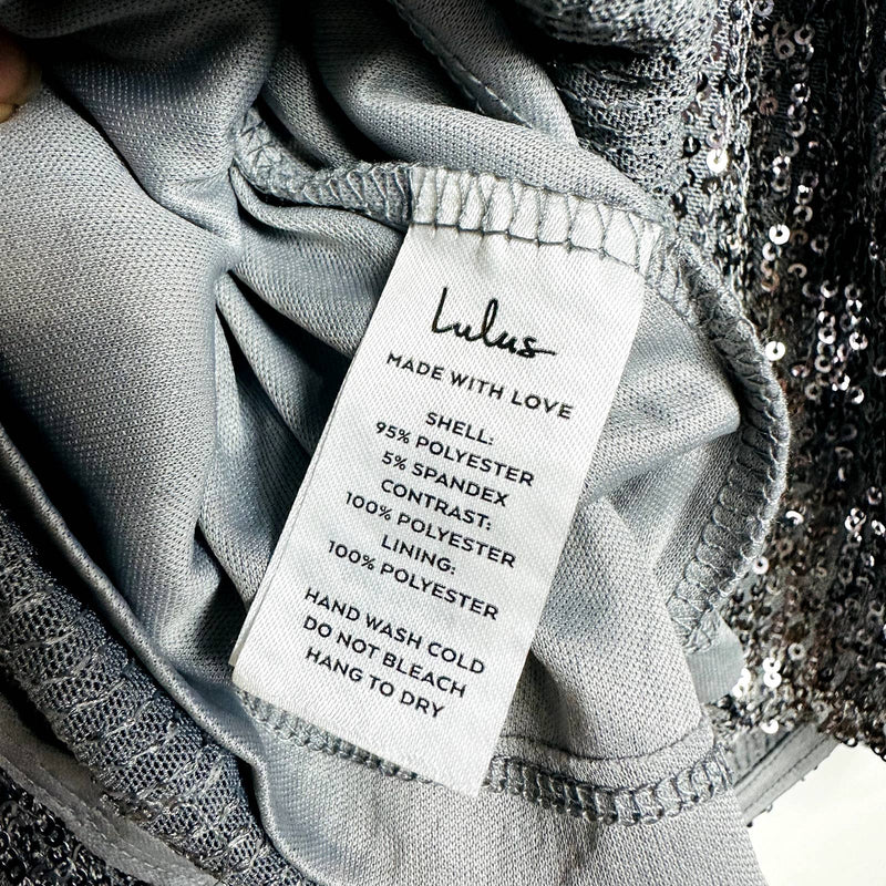 Lulu's NWT Sparkling Glimpse Sequin Sleeveless Scoop Neck Cami Top Gray Medium