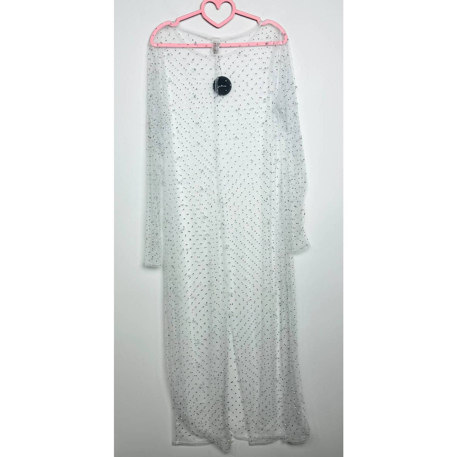 Lulus NWT Sparkling Waters Rhinestone and Pearl Midi Swim Cover-Up Large