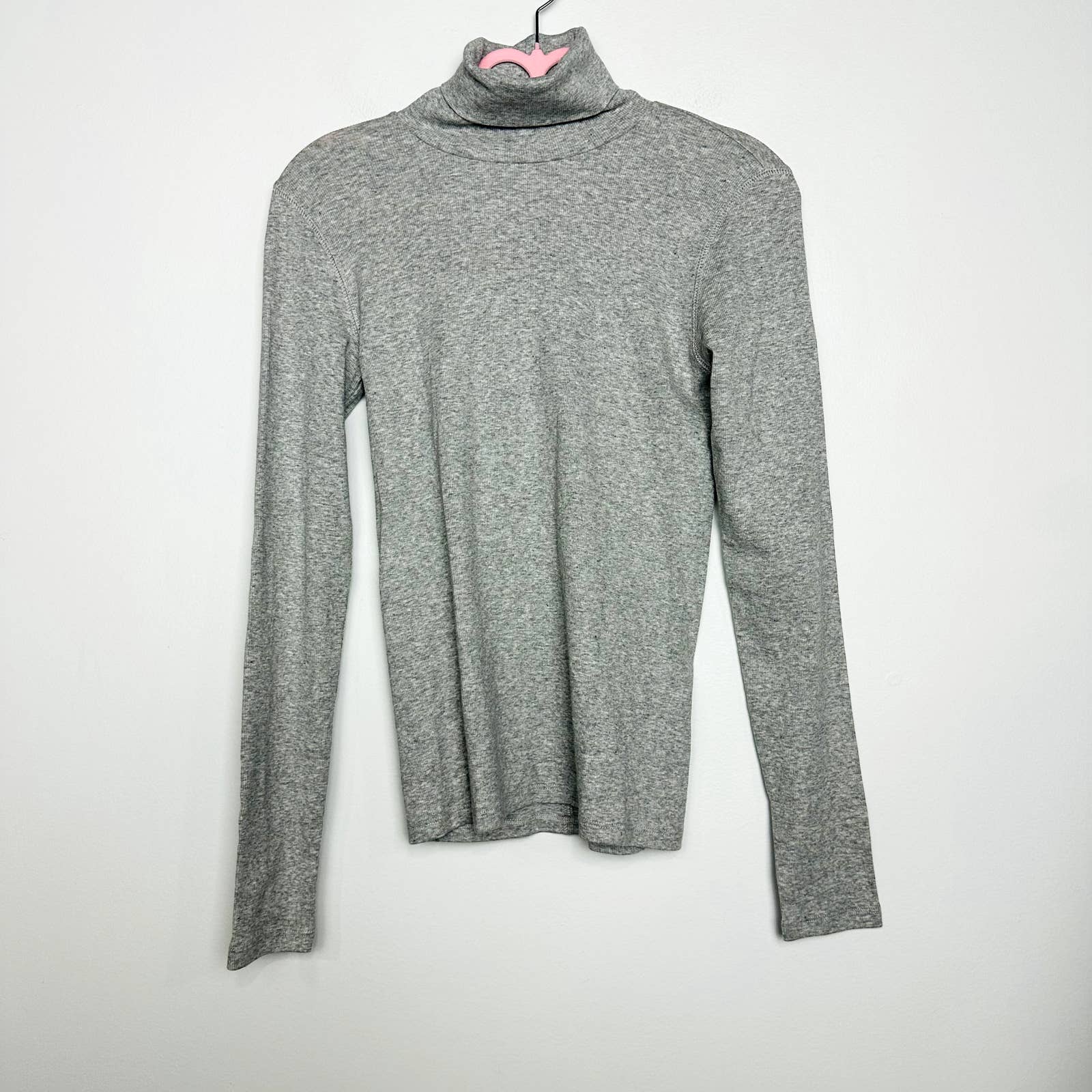 Everlane NWT The Supima Micro Rib Turtleneck Slim Fit Top Heathered Gray Small