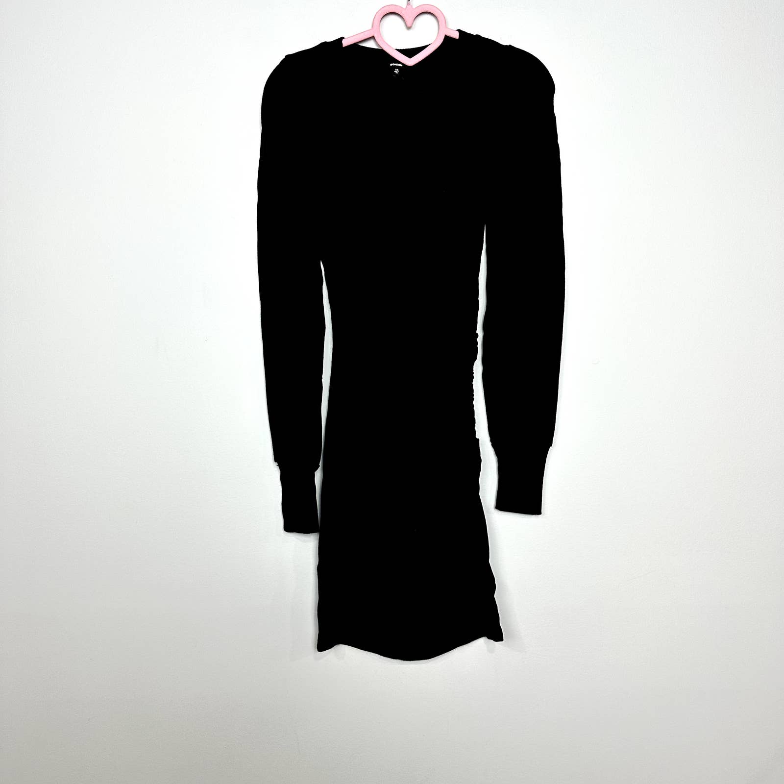 Monrow NWT Tucked Long Sleeve Ruched Knitted Unlined Mini Dress Black Size XS