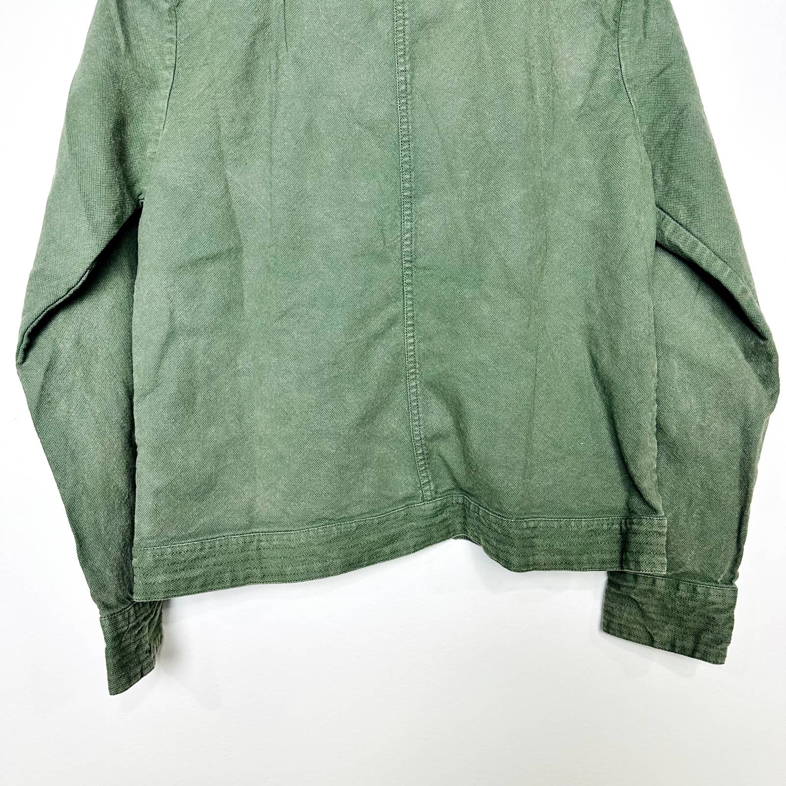 Chaser NWT Vintage Full Zip Braided Collarless Canvas Jacket Army Green Sz Small