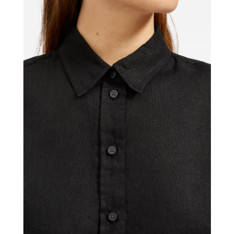 Everlane NWT The Linen Relaxed Button Down Long Sleeve Classic Shirt Black Sz 2