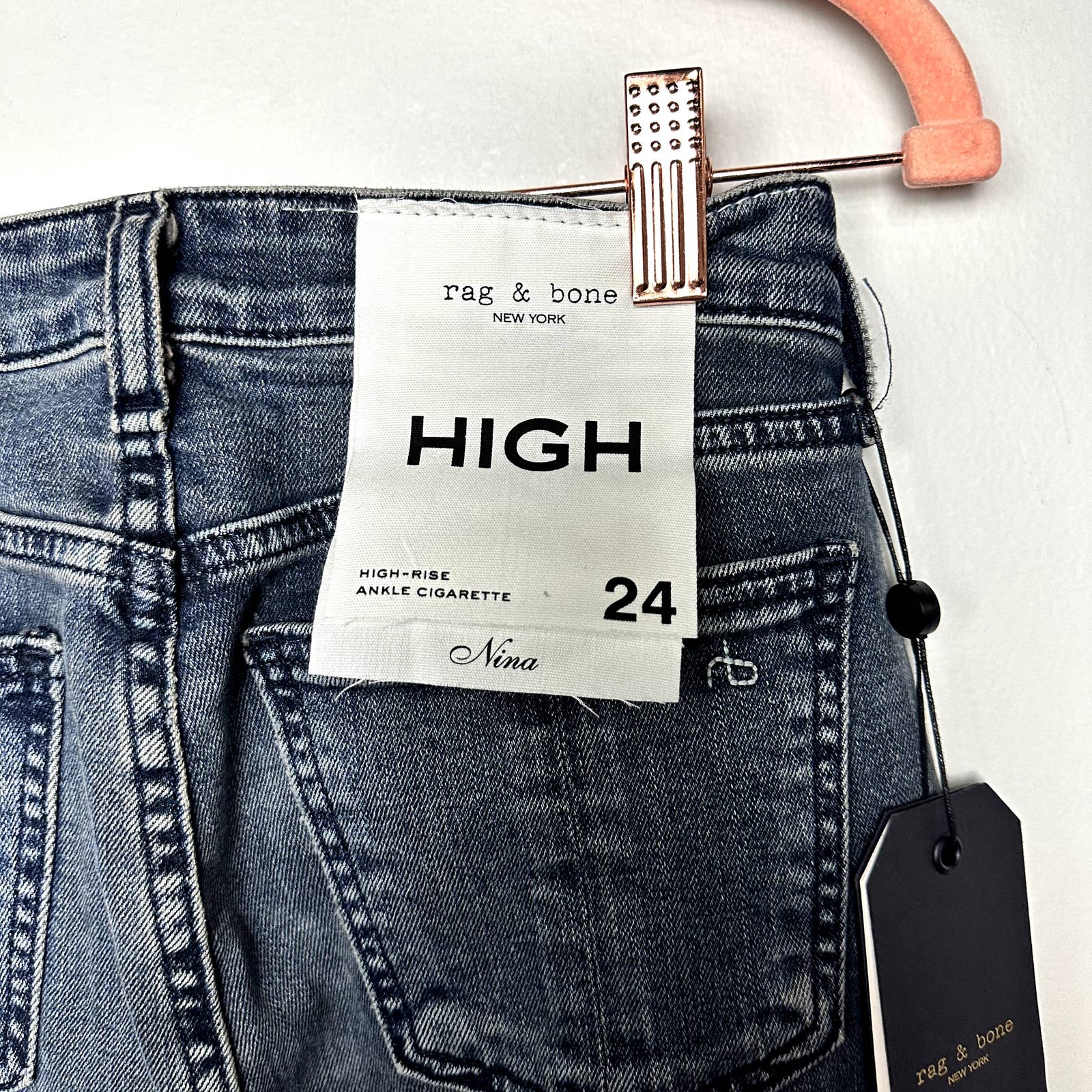 rag & bone NWT Nina High-Rise Slim Fit Cigarette Ankle Denim Jeans Ziggy Size 24