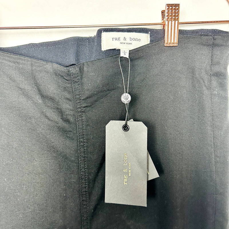 rag & bone NWT Nina High Rise Pull-On Slim Fit Loopback Jeans Black Size Large
