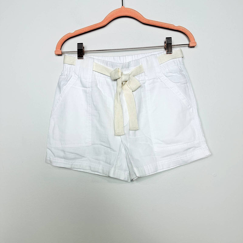 Monrow NWT Twill Casual Drawstring Pocket Casual Cotton Hiker Shorts White Sz XS