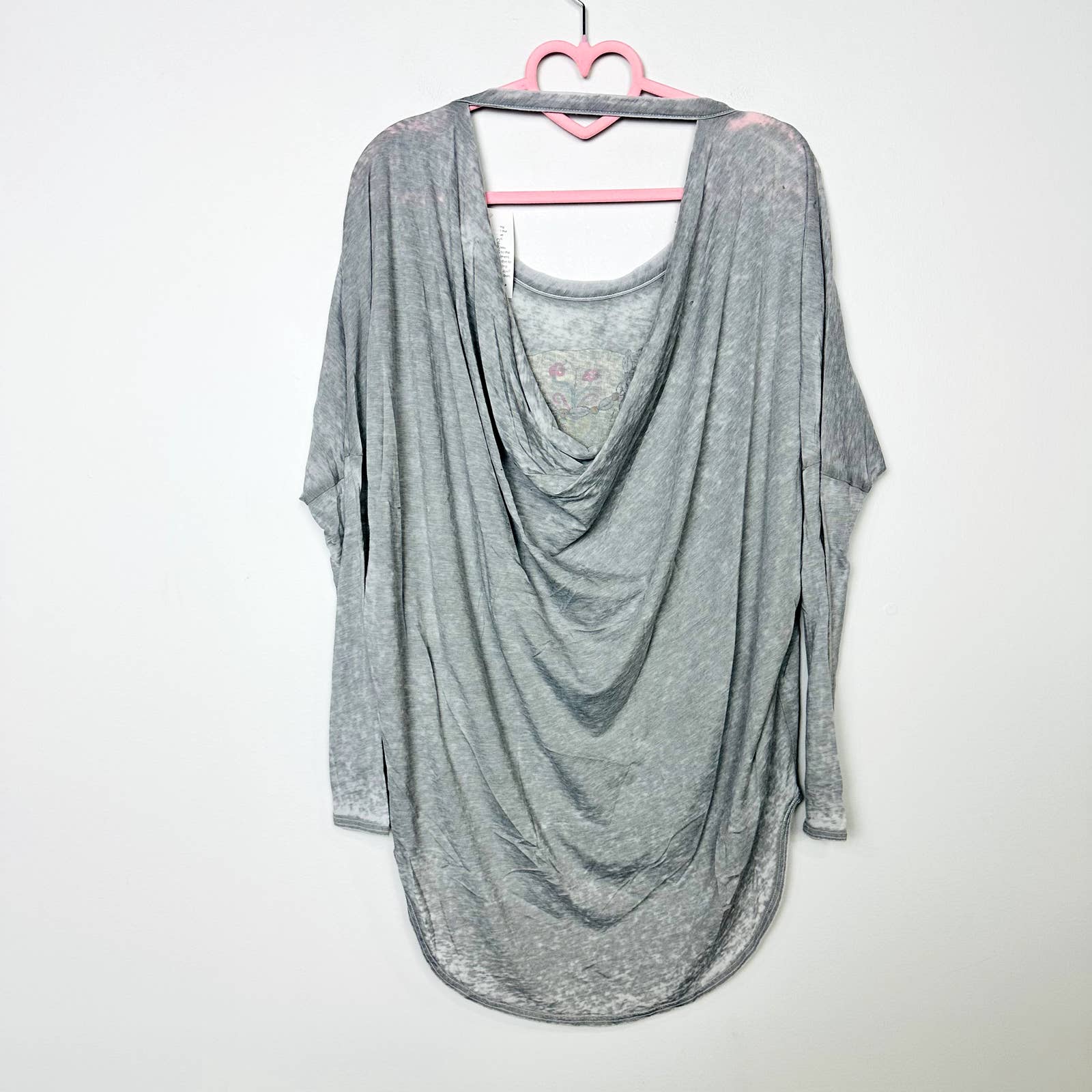 Chaser Tribal Cow Skull Open Back Jewel Boho Open Draped Back Top Gray Sz Medium