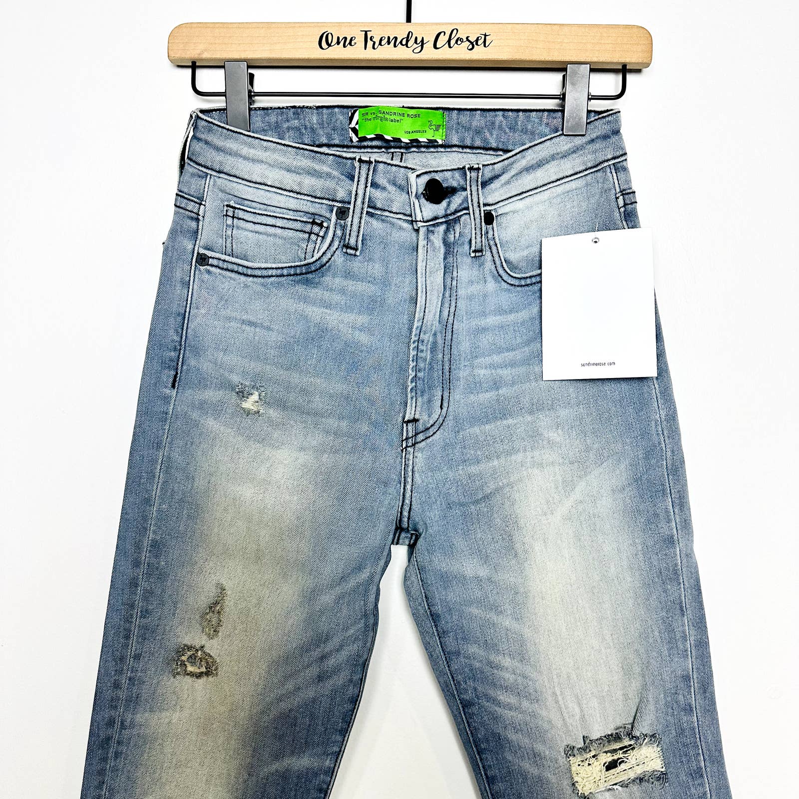 Free People X Sandrine Rose NWT Mid-Rise Skinny Distressed Jeans Blue Size 25