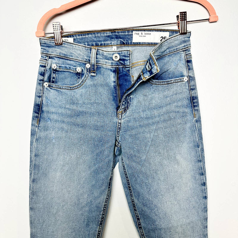 rag & bone NWT Cate Mid-Rise Distressed Ankle Skinny Jeans Thunderbird Size 25